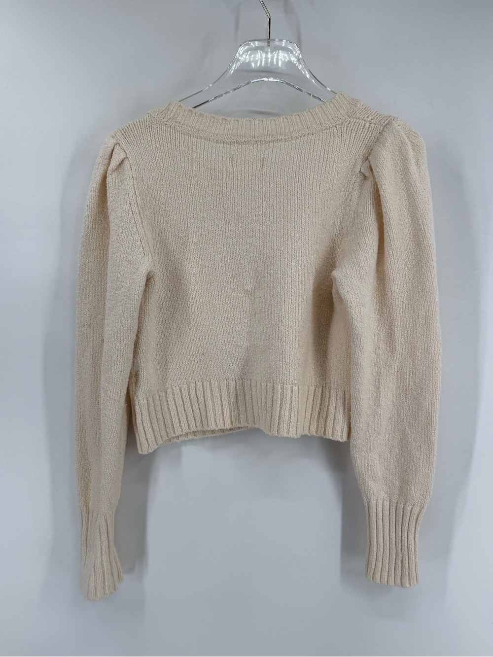 ANTHROPLOGIE | Maeve‎ Puff Sleeve Textured Cropped Crewneck - Cream size small